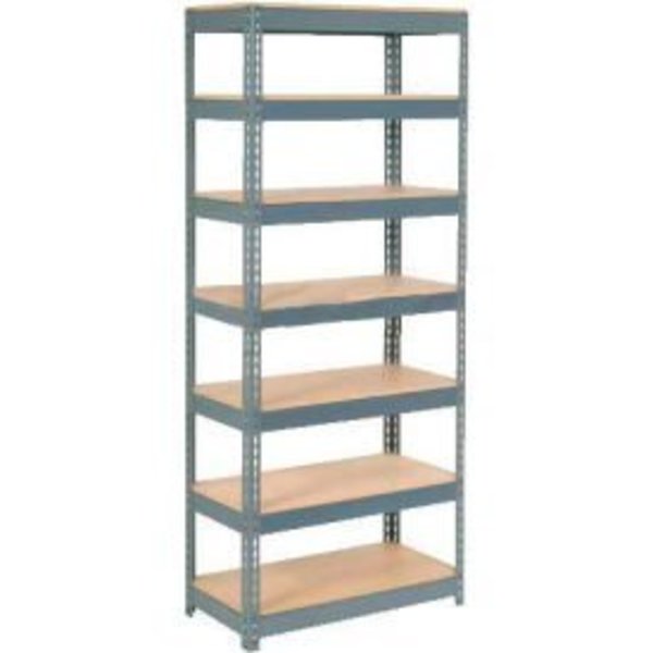 Global Equipment Extra Heavy Duty Shelving 36"W x 12"D x 96"H With 7 Shelves, Wood Deck, Gry 717373